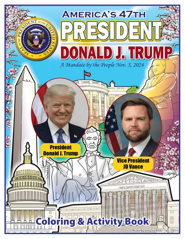 President Donald Trump Coloring Book with JD Vance Vice President THEY WON!